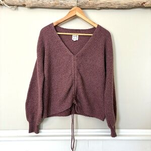 Hippie Rose Sweater Women's M Tie Front Pretty Pale Purple Pink